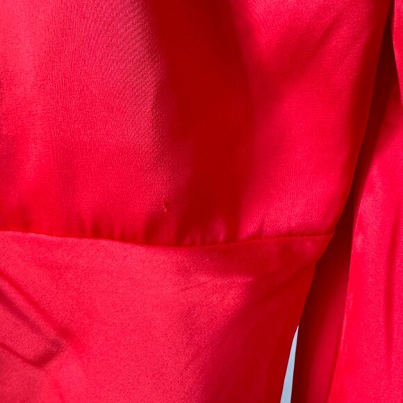 Lulus Head Held High Red Satin Long Sleeve Blouse Top | Size Small NWT - Picture 7 of 16